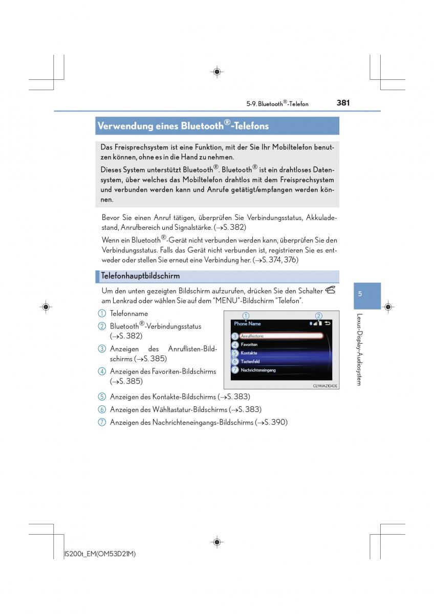 Lexus IS200t III 3 Handbuch / page 381
