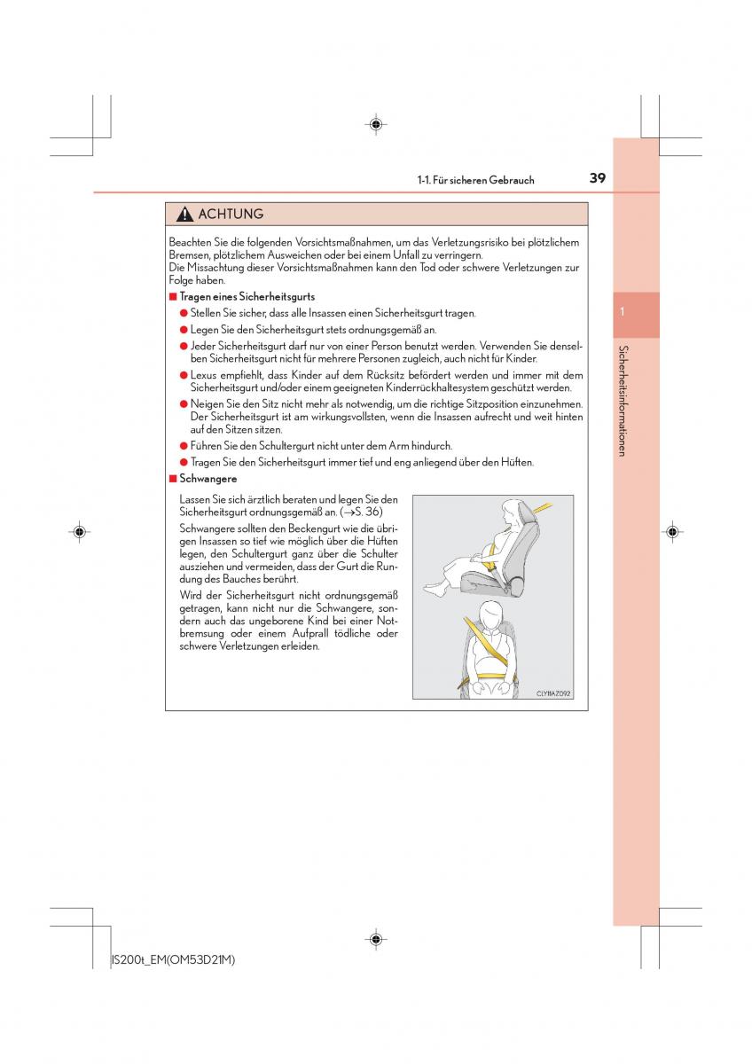 Lexus IS200t III 3 Handbuch / page 39