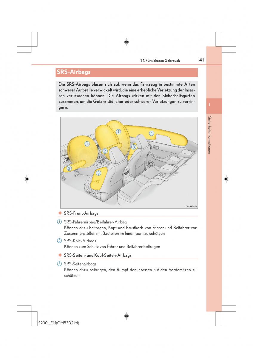 Lexus IS200t III 3 Handbuch / page 41