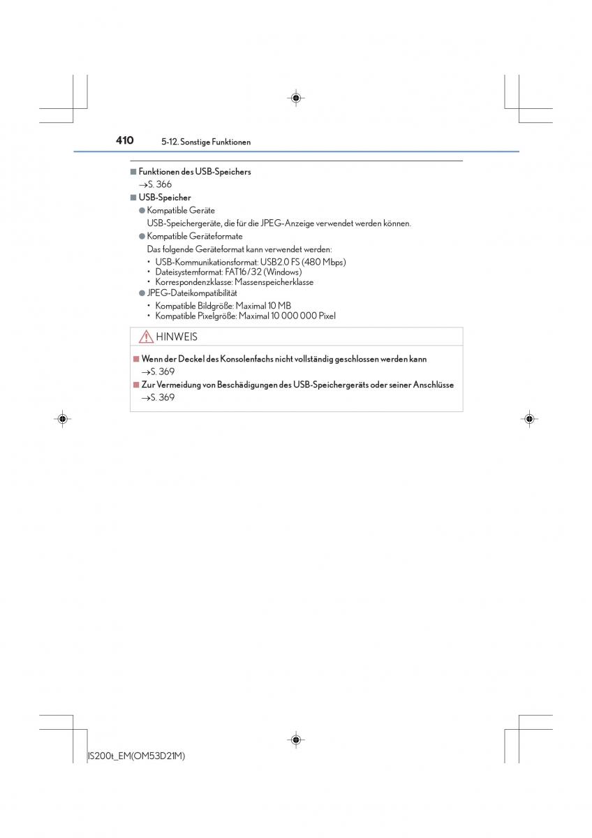 Lexus IS200t III 3 Handbuch / page 410
