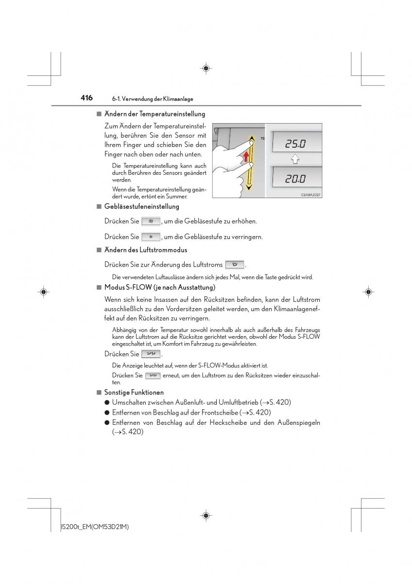 Lexus IS200t III 3 Handbuch / page 416