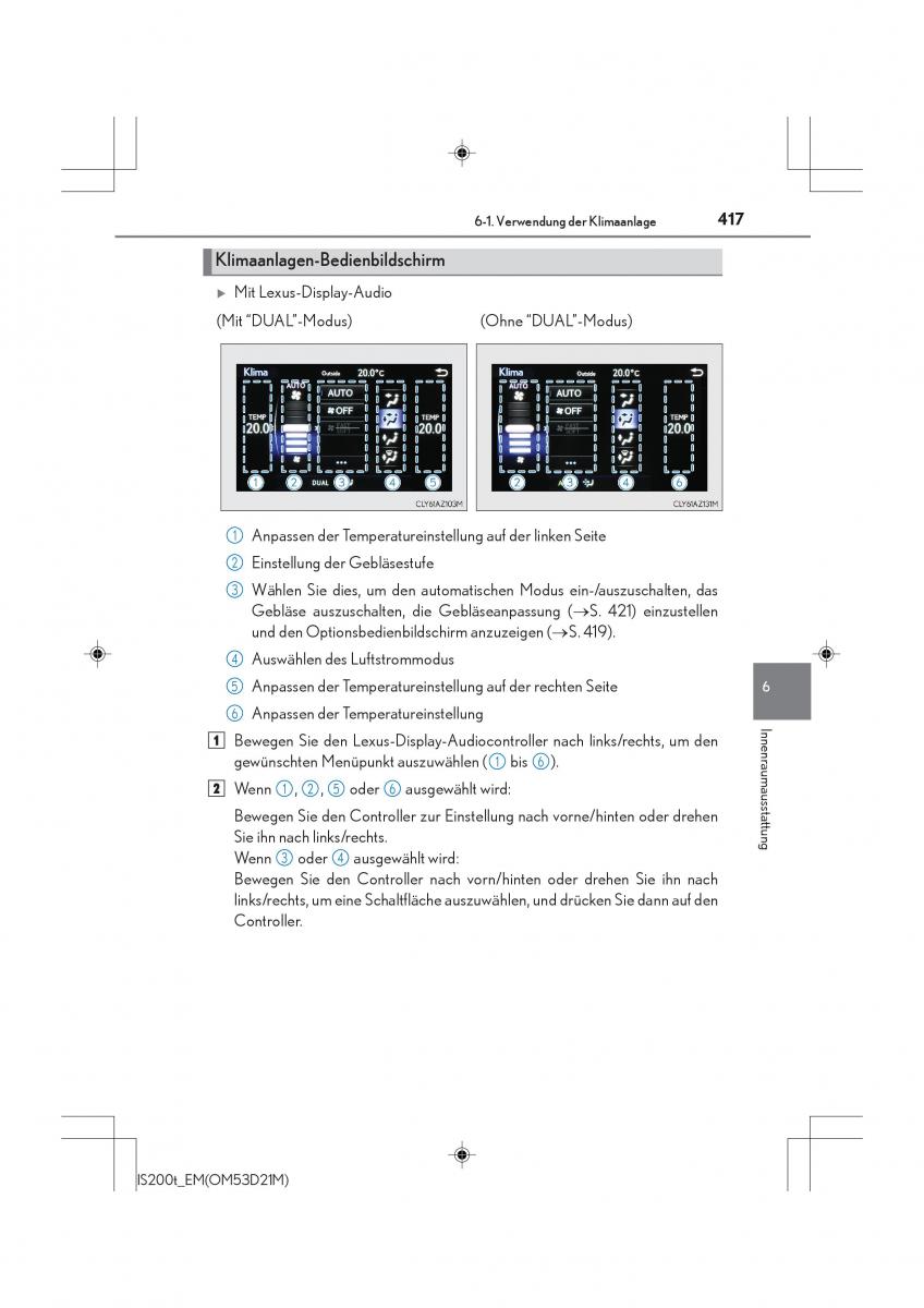 Lexus IS200t III 3 Handbuch / page 417