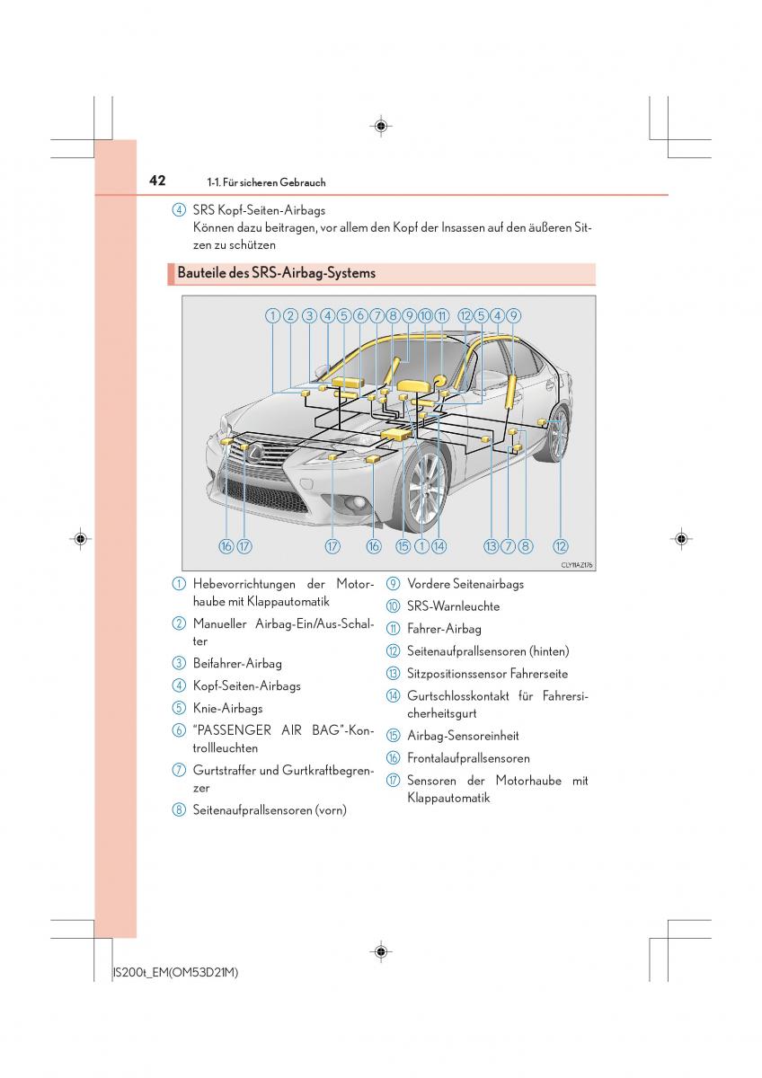 Lexus IS200t III 3 Handbuch / page 42