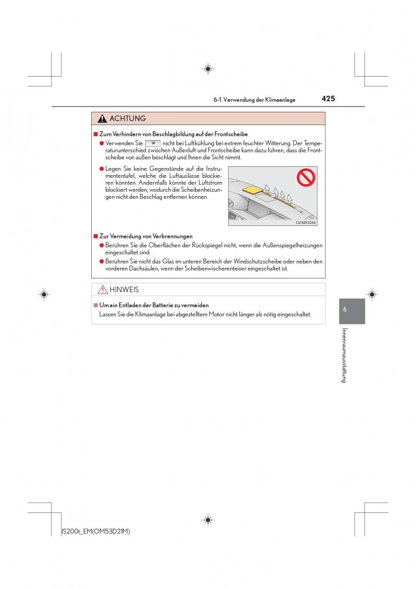 Lexus IS200t III 3 Handbuch / page 425