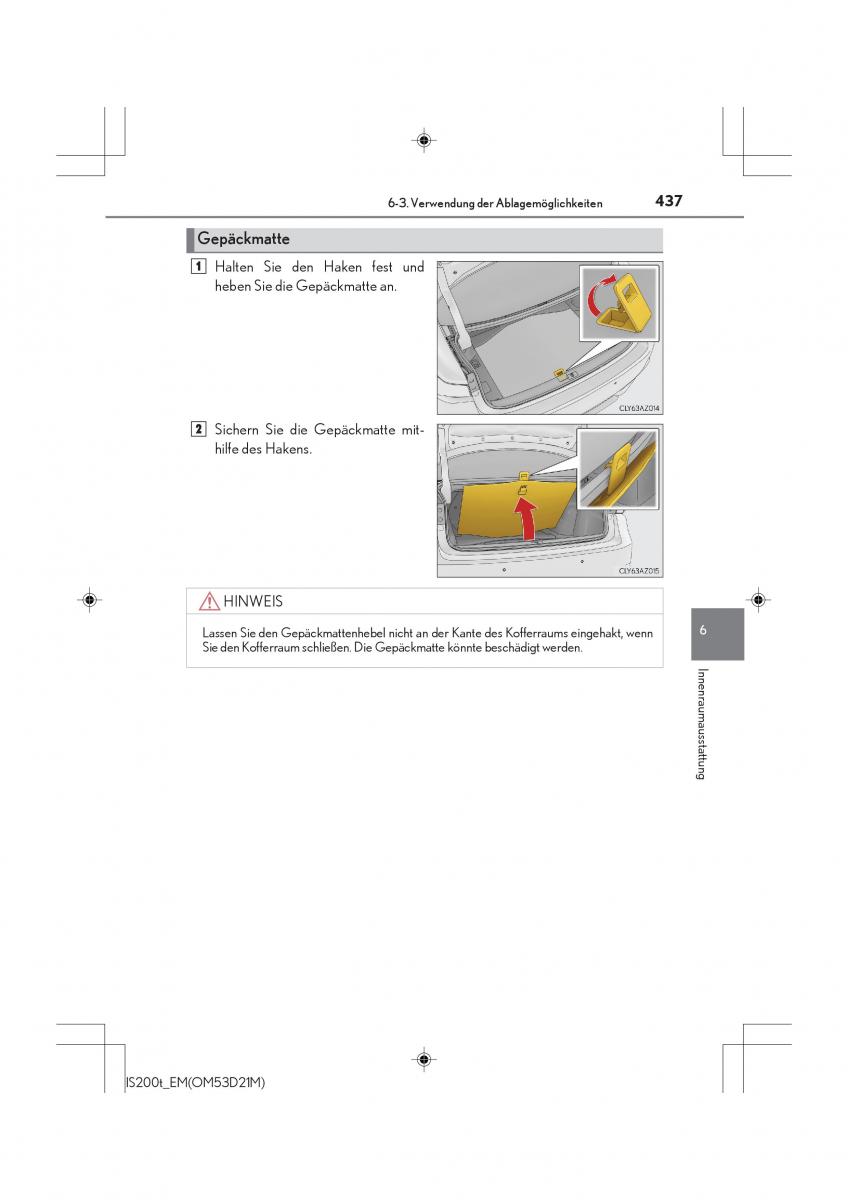 Lexus IS200t III 3 Handbuch / page 437