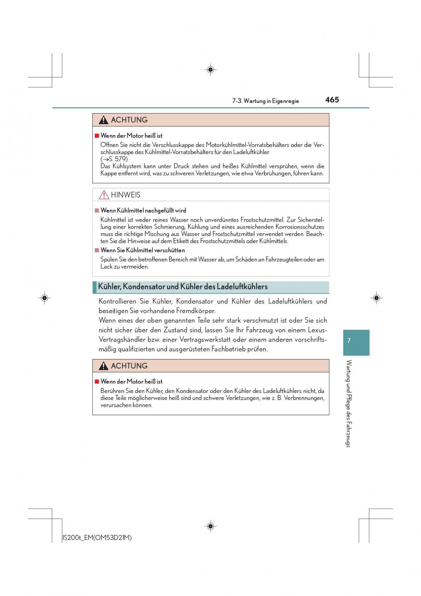 Lexus IS200t III 3 Handbuch / page 465