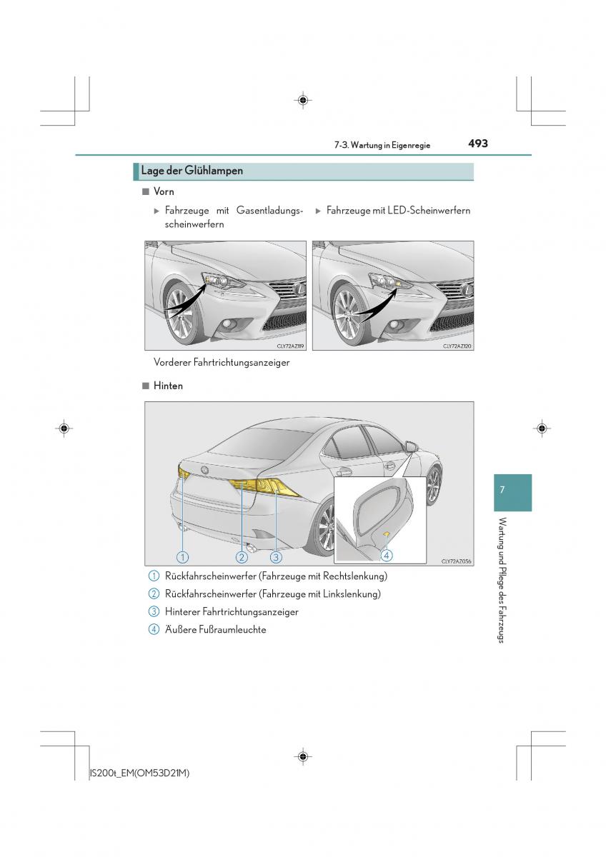 Lexus IS200t III 3 Handbuch / page 493