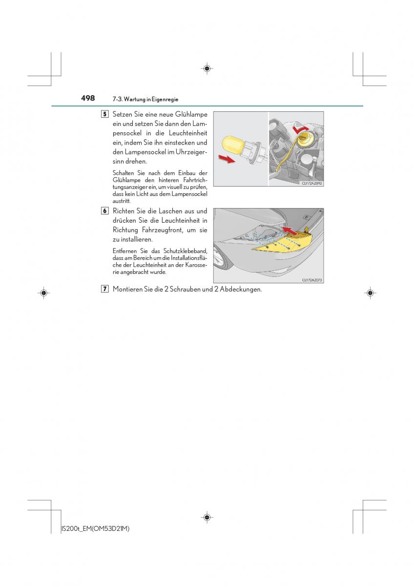 Lexus IS200t III 3 Handbuch / page 498