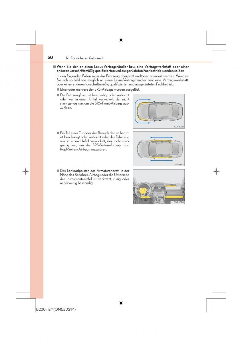 Lexus IS200t III 3 Handbuch / page 50