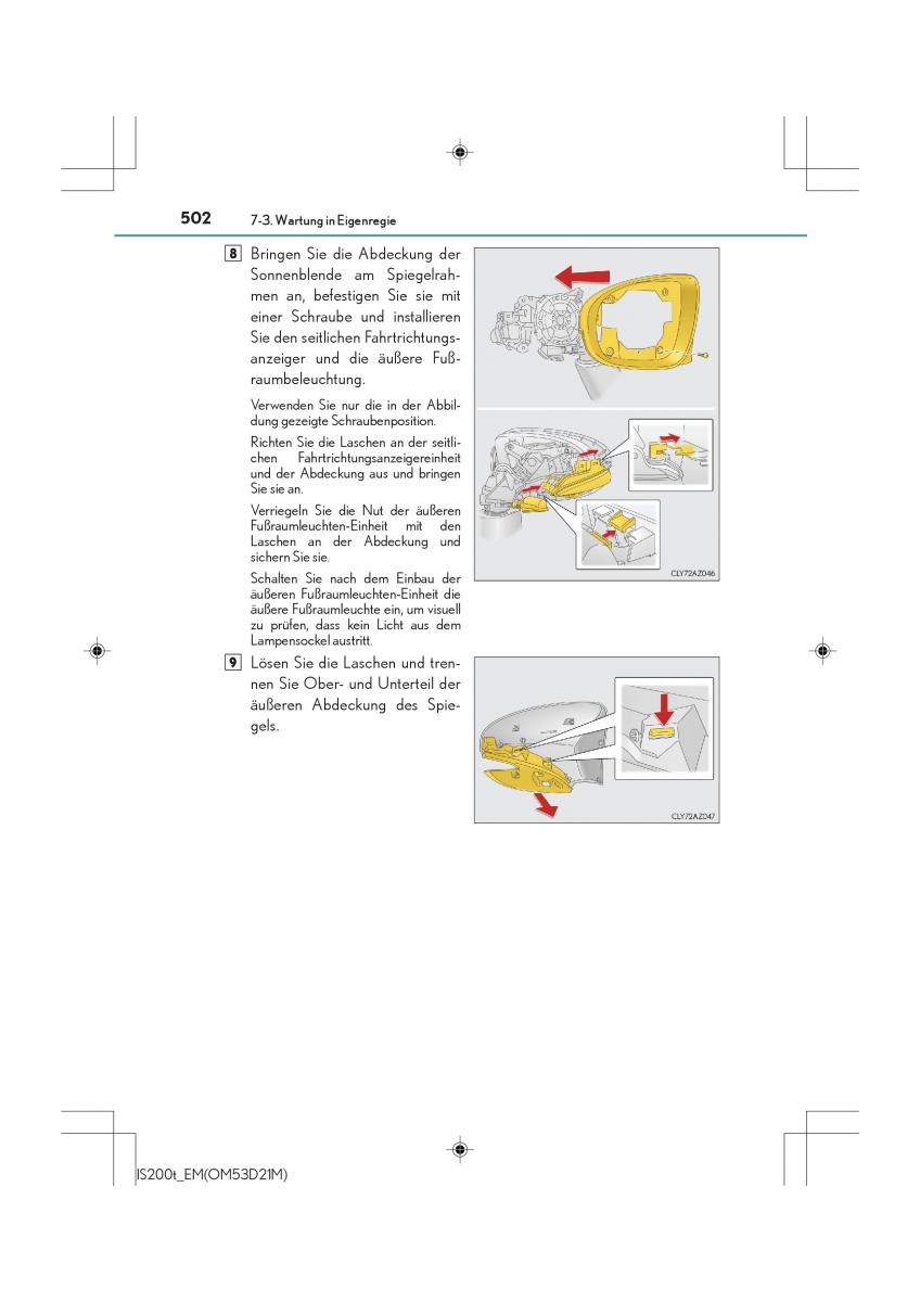 Lexus IS200t III 3 Handbuch / page 502