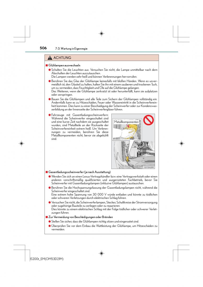 Lexus IS200t III 3 Handbuch / page 506