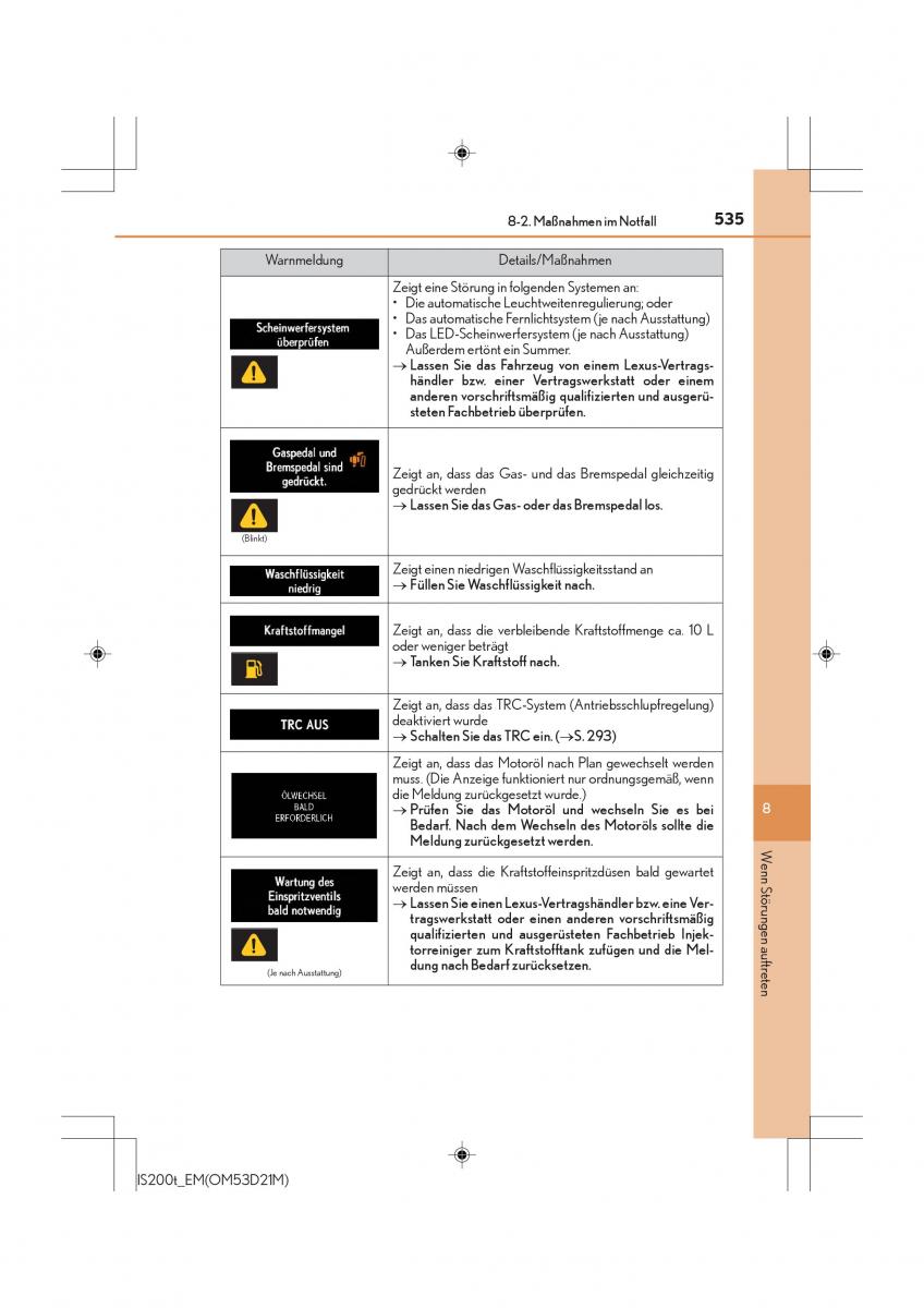 Lexus IS200t III 3 Handbuch / page 535