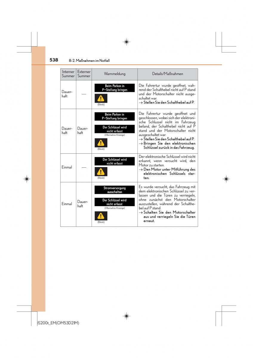 Lexus IS200t III 3 Handbuch / page 538