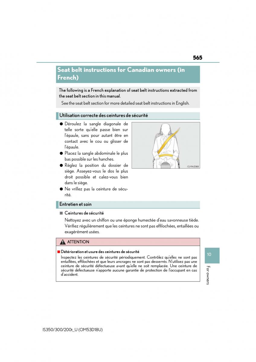 Lexus IS200t III 3 owners manual / page 565