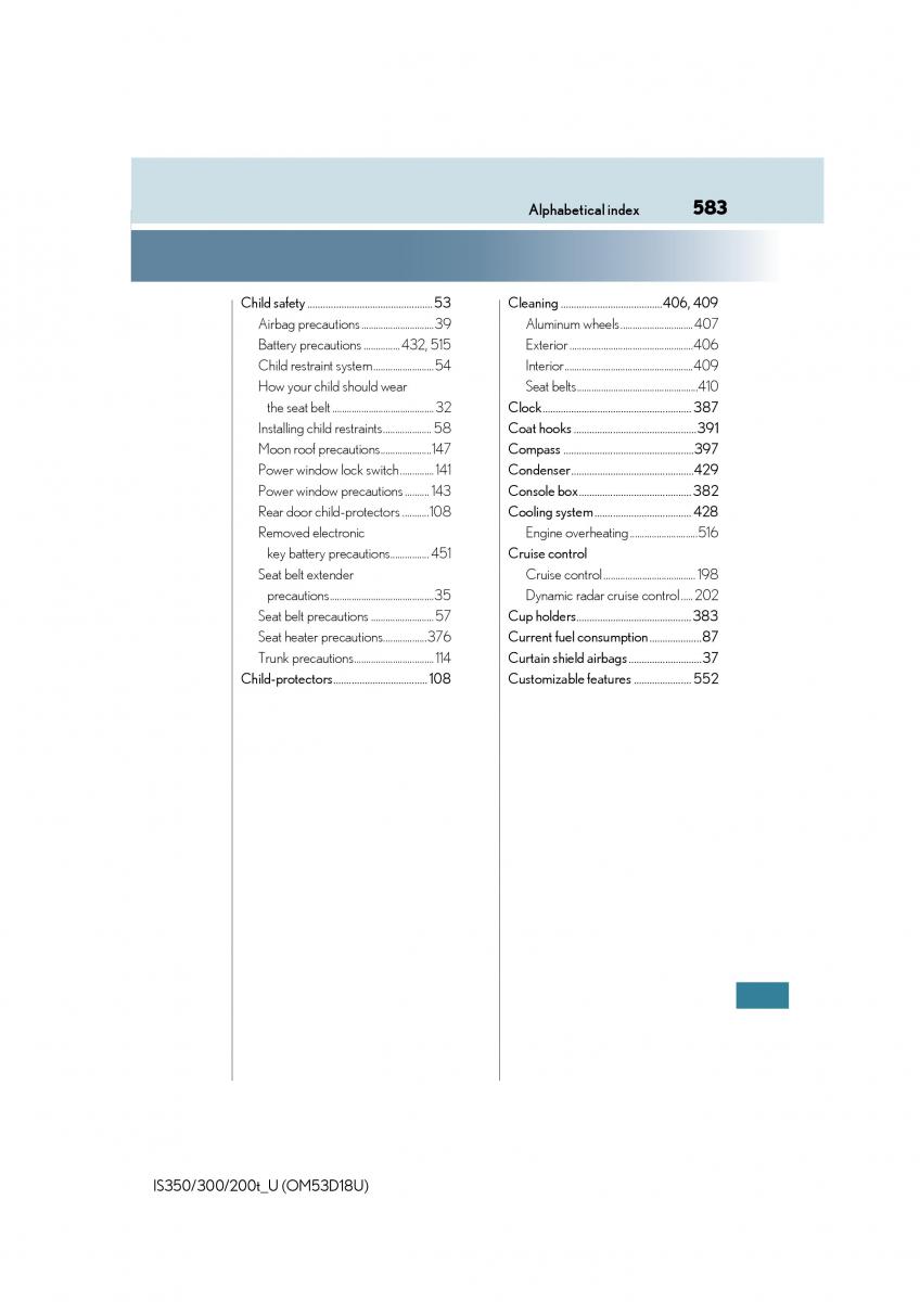 Lexus IS200t III 3 owners manual / page 583