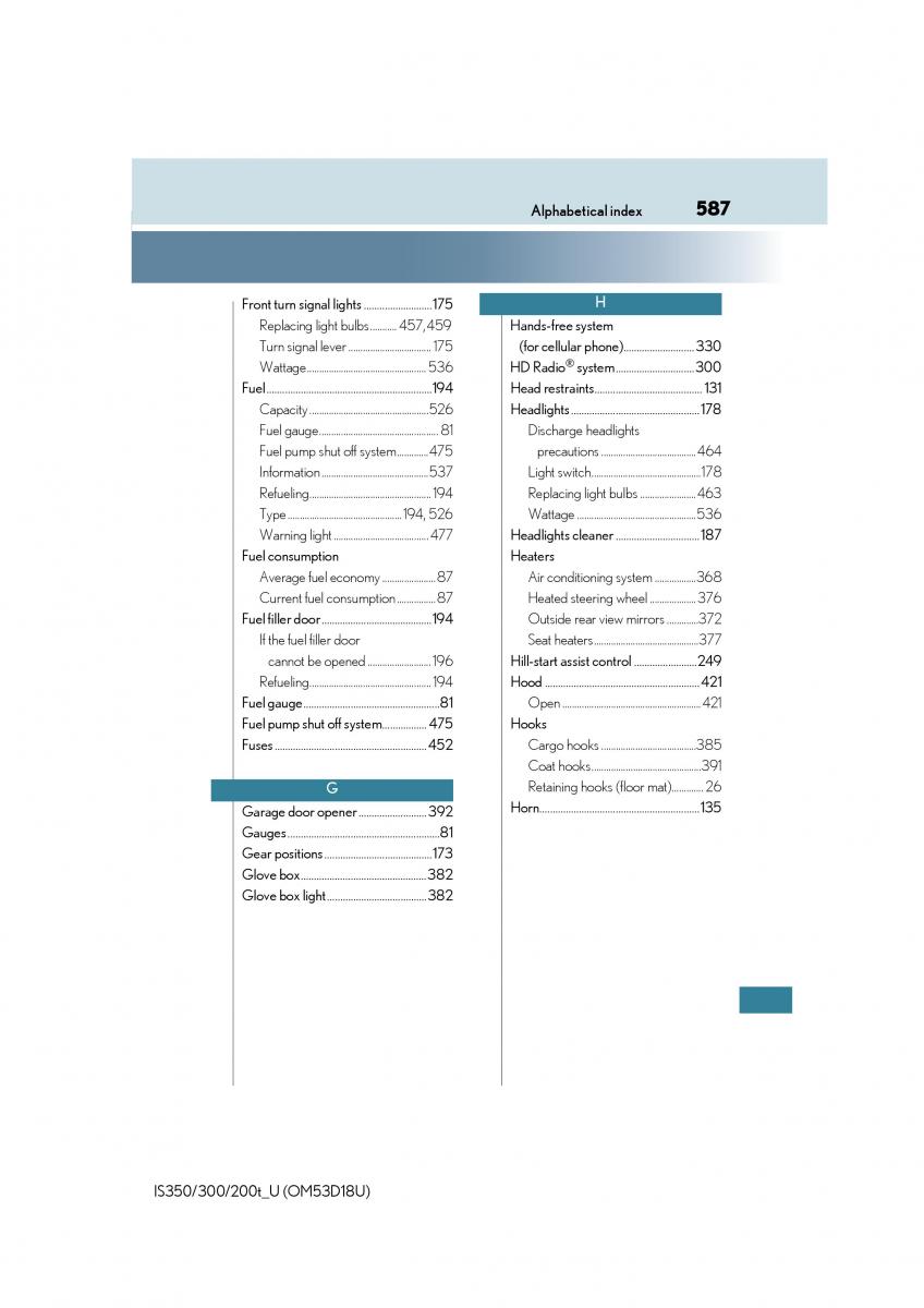 Lexus IS200t III 3 owners manual / page 587