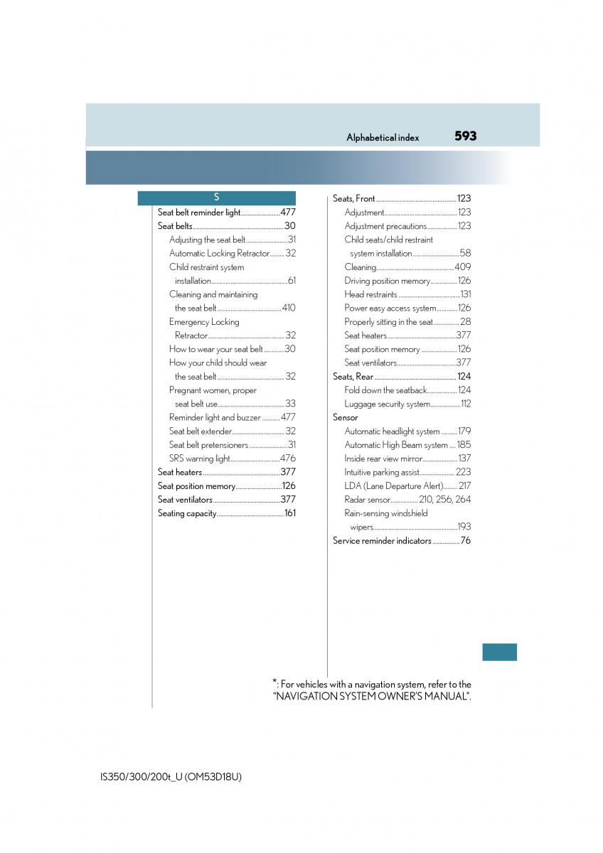 Lexus IS200t III 3 owners manual / page 593