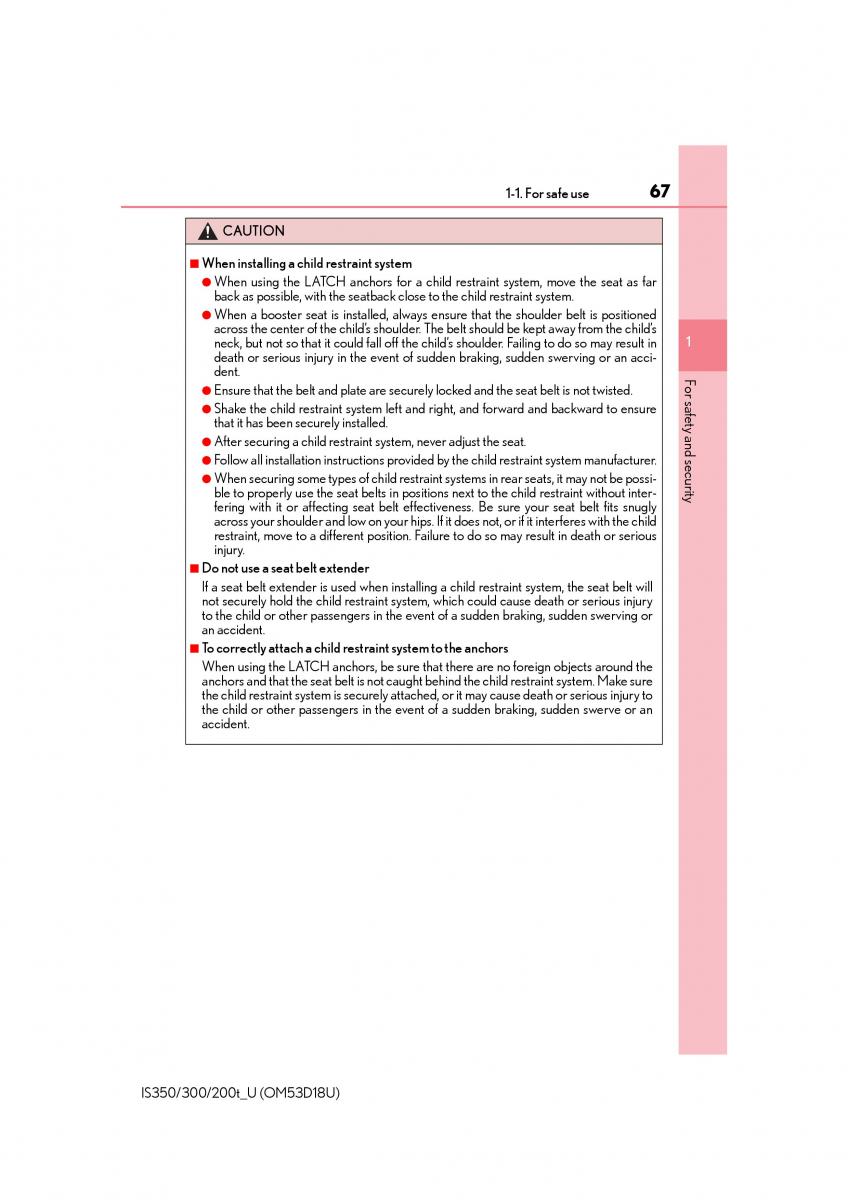 Lexus IS200t III 3 owners manual / page 67