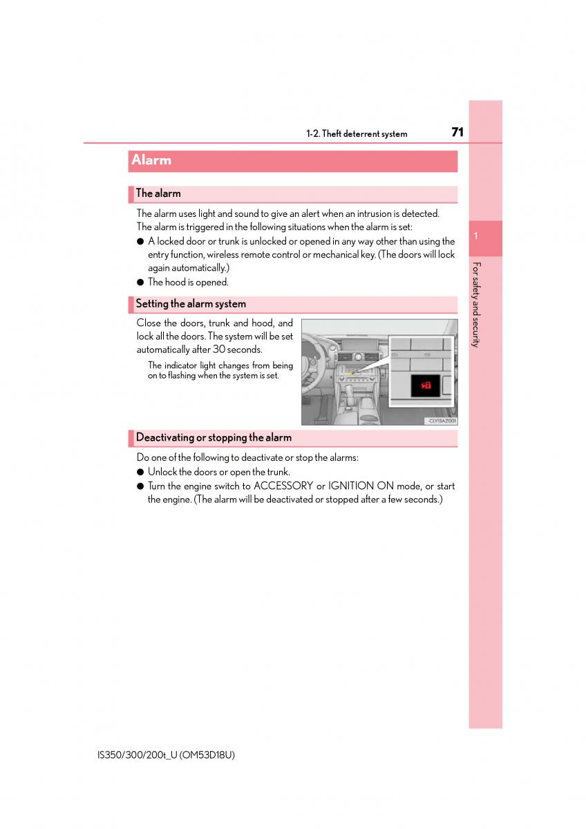 Lexus IS200t III 3 owners manual / page 71