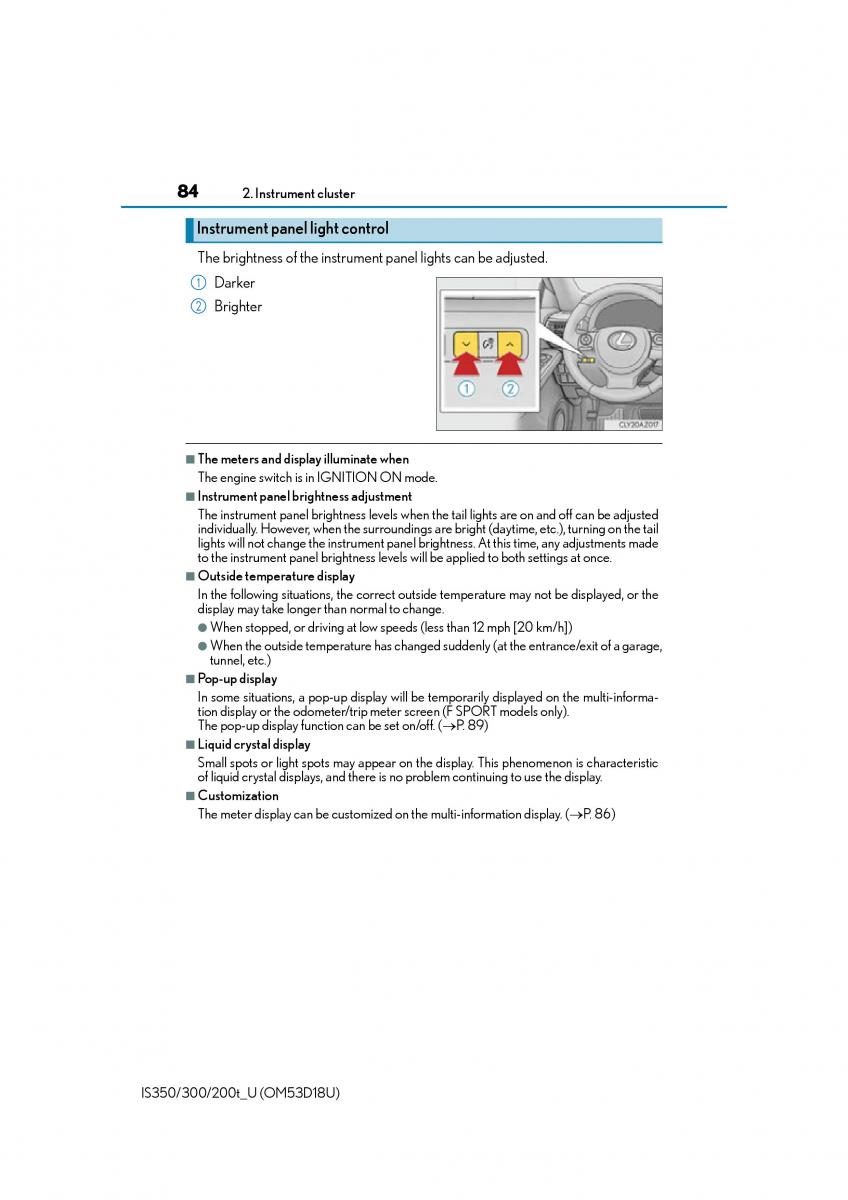 Lexus IS200t III 3 owners manual / page 84