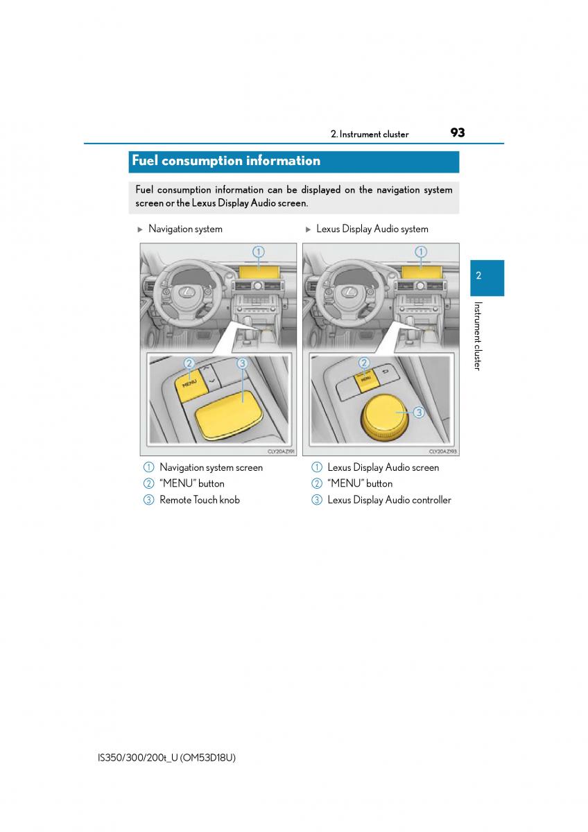 Lexus IS200t III 3 owners manual / page 93