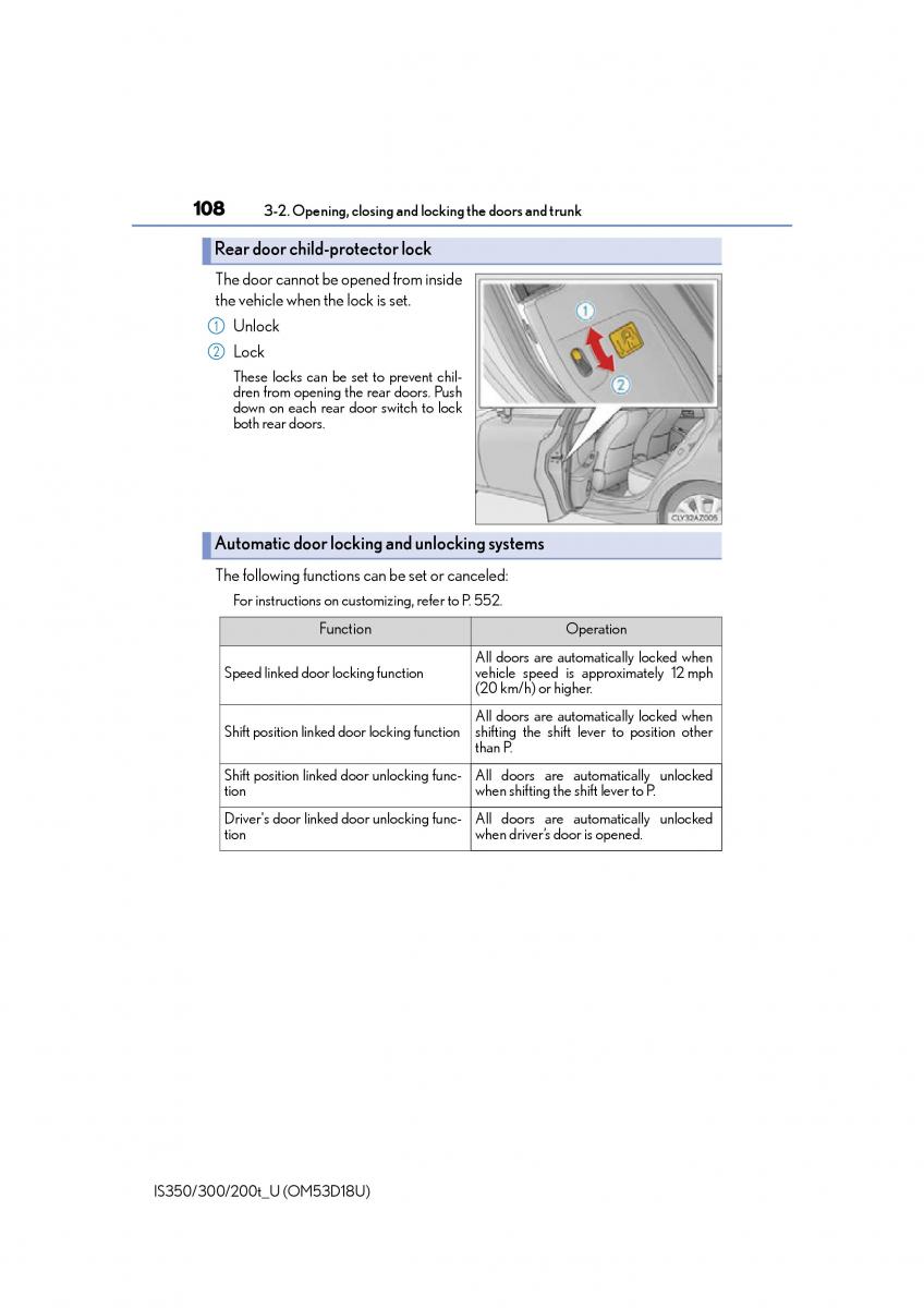 Lexus IS200t III 3 owners manual / page 108