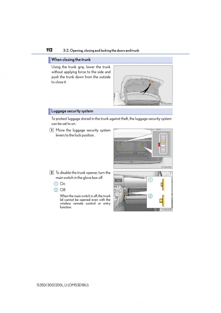 Lexus IS200t III 3 owners manual / page 112