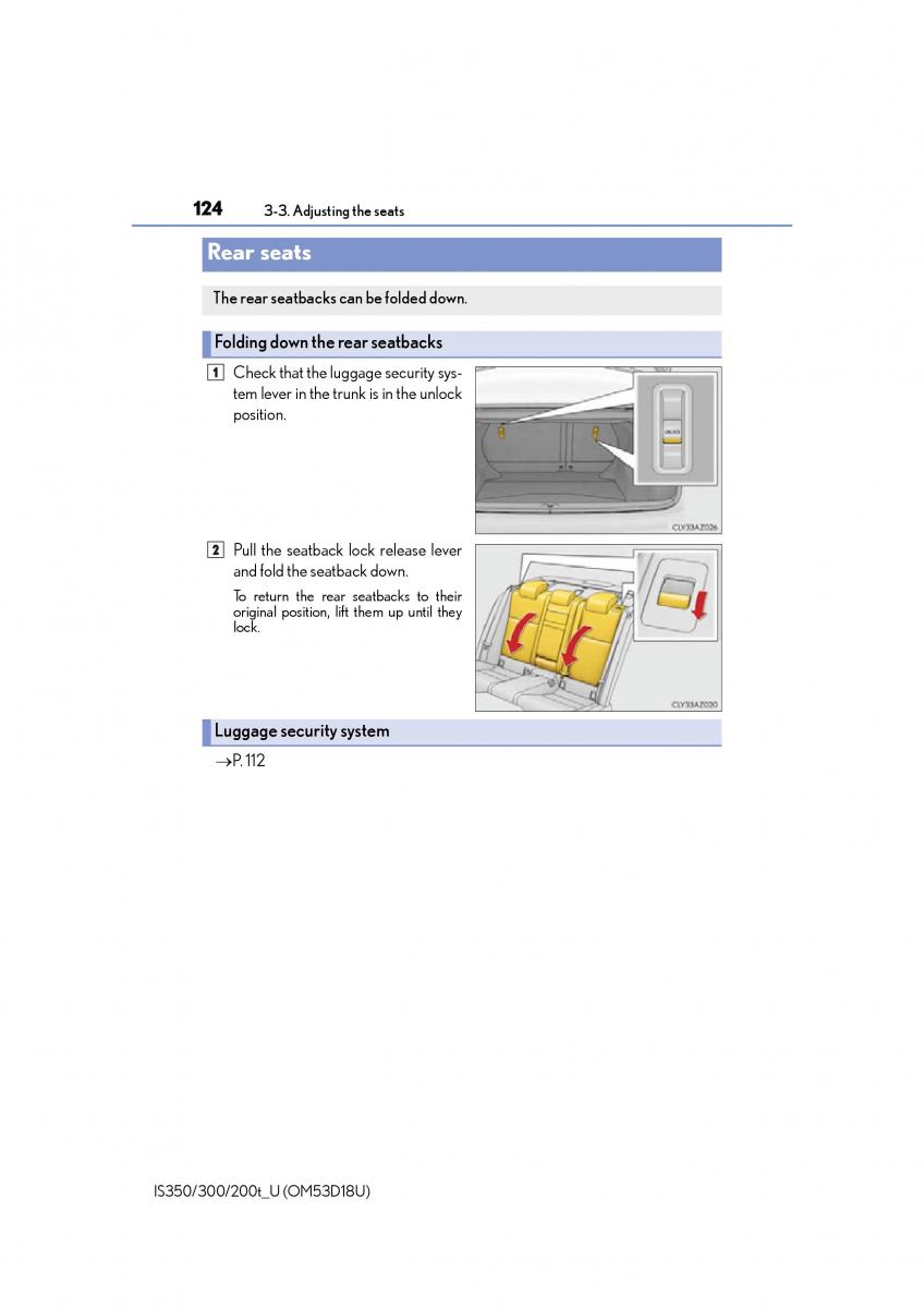 Lexus IS200t III 3 owners manual / page 124