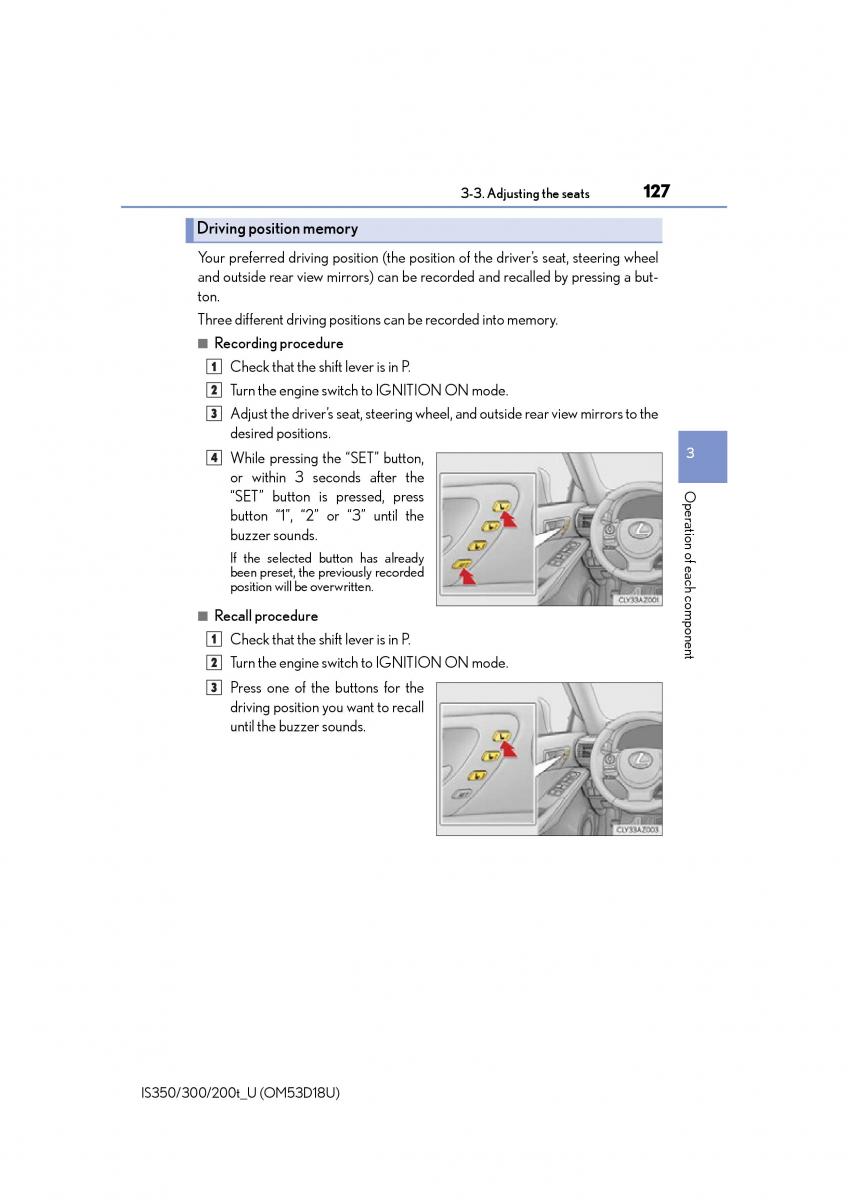 Lexus IS200t III 3 owners manual / page 127