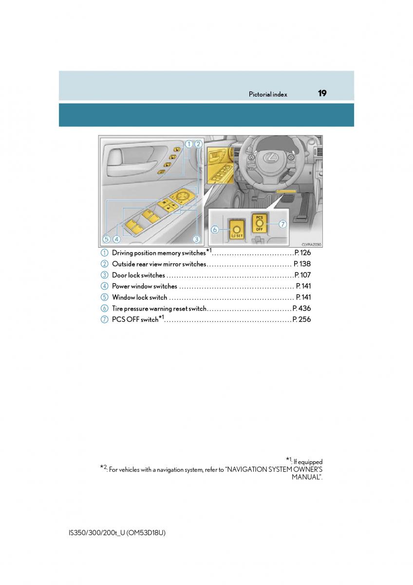 Lexus IS200t III 3 owners manual / page 19