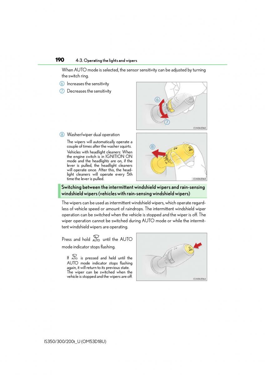 Lexus IS200t III 3 owners manual / page 190