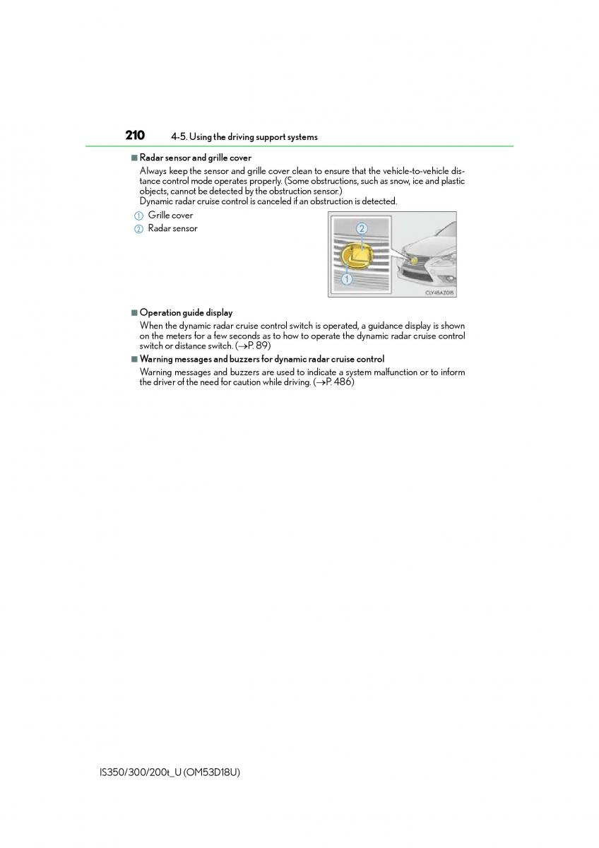 Lexus IS200t III 3 owners manual / page 210