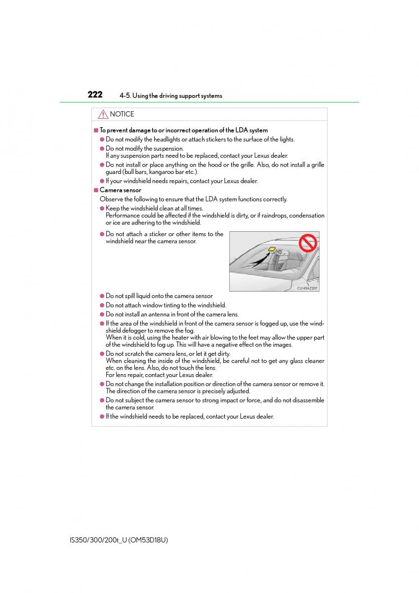 Lexus IS200t III 3 owners manual / page 222