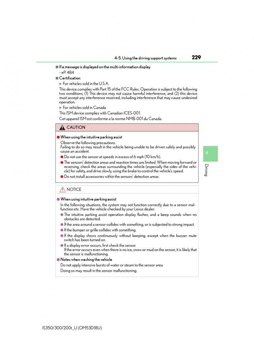 Lexus IS200t III 3 owners manual / page 229