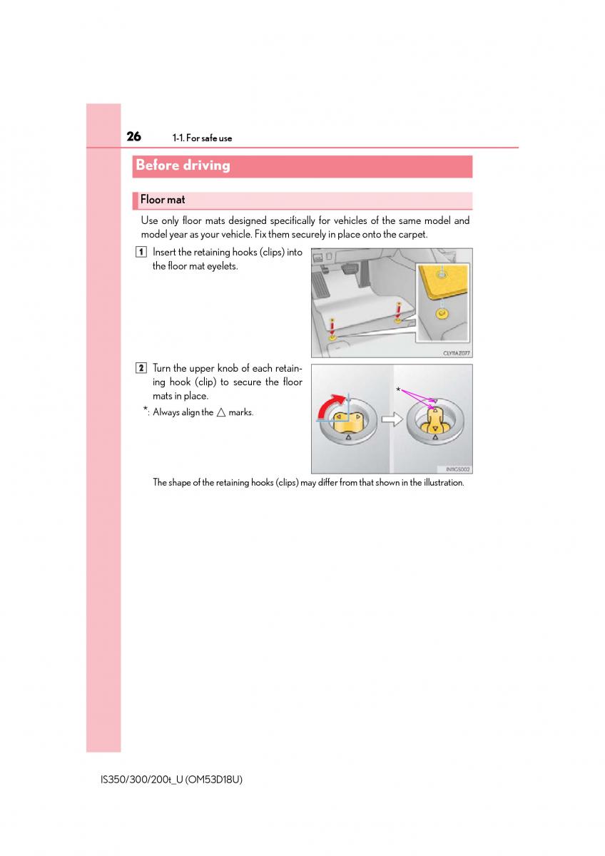 Lexus IS200t III 3 owners manual / page 26