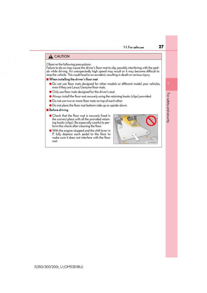Lexus IS200t III 3 owners manual / page 27