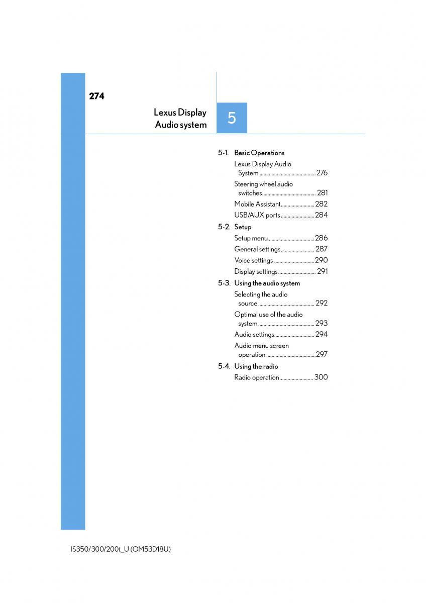 Lexus IS200t III 3 owners manual / page 274