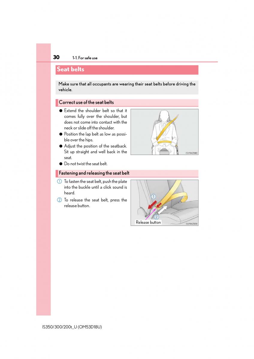 Lexus IS200t III 3 owners manual / page 30