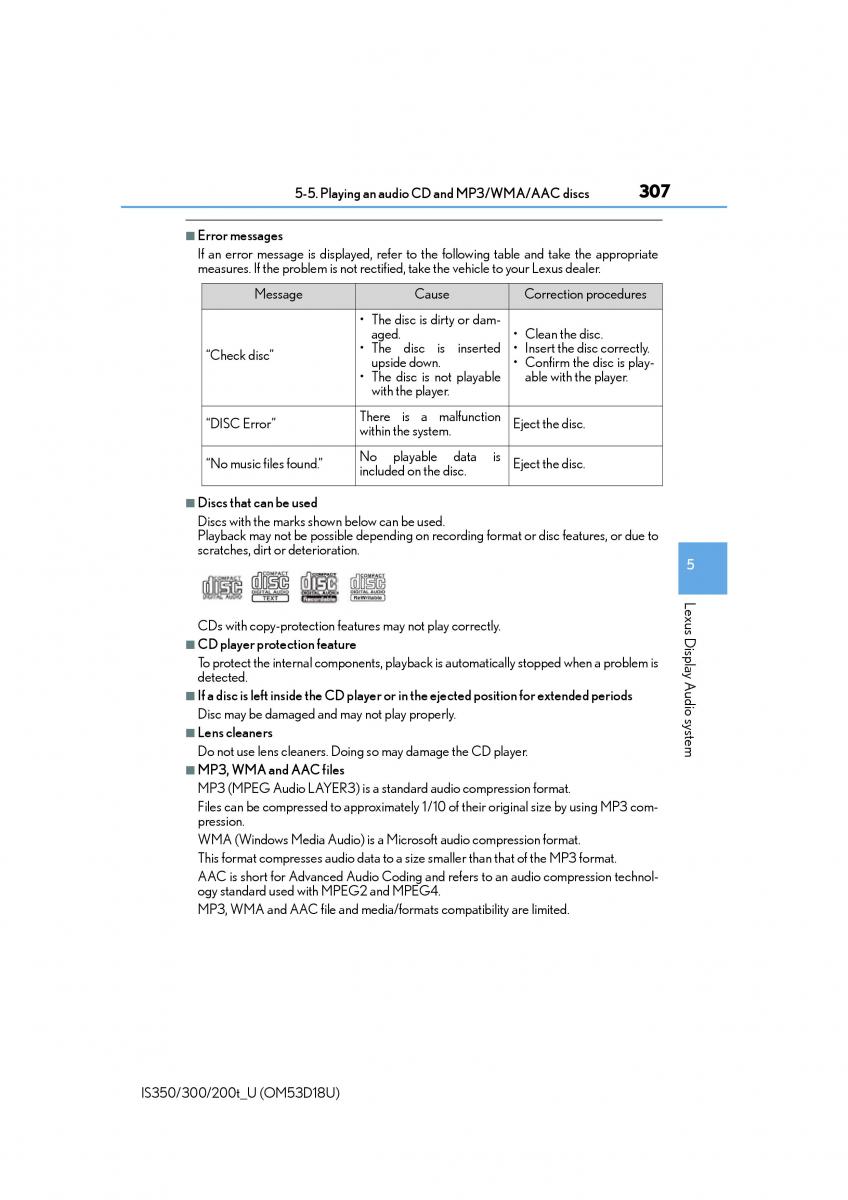 Lexus IS200t III 3 owners manual / page 307