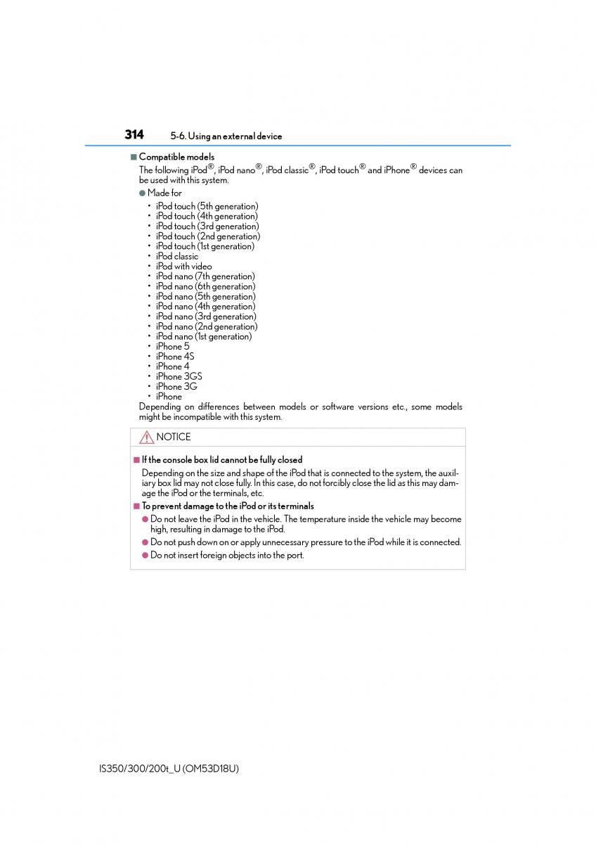 Lexus IS200t III 3 owners manual / page 314