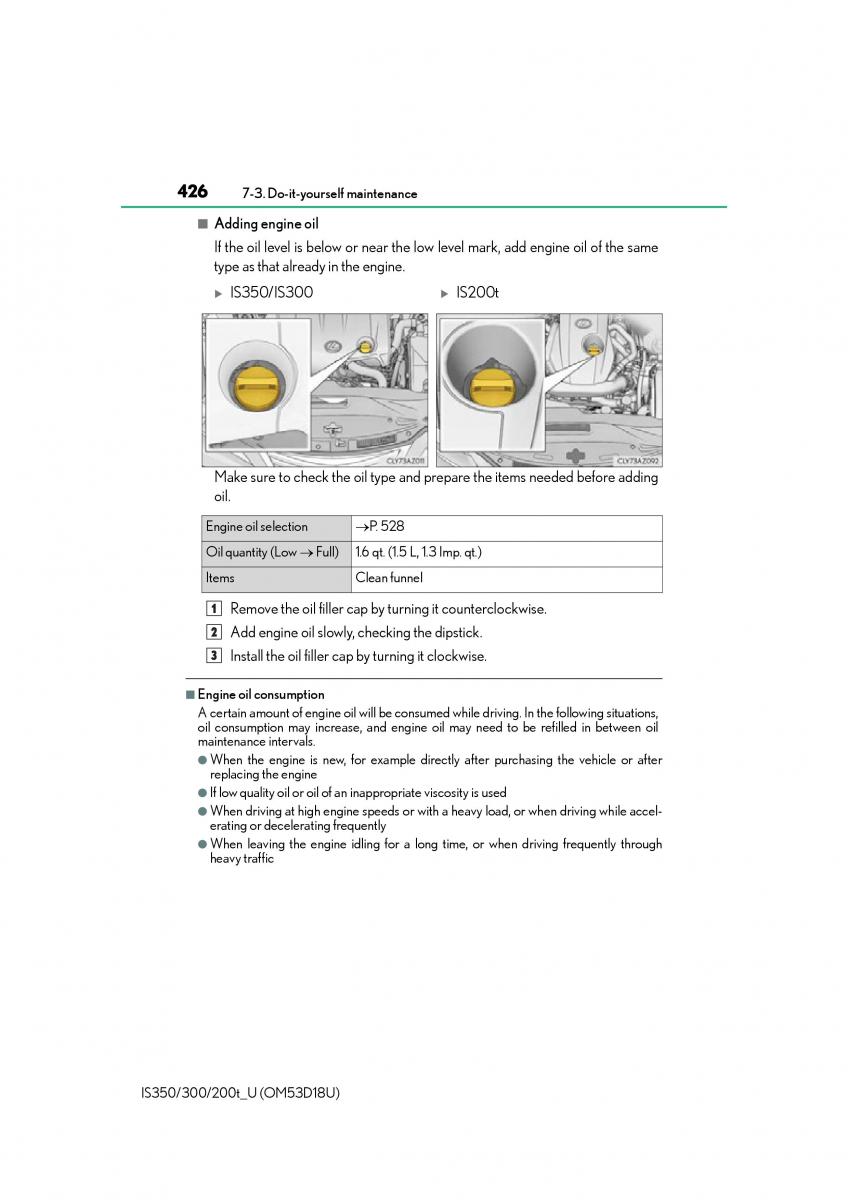 Lexus IS200t III 3 owners manual / page 426