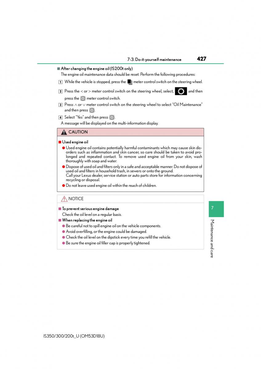 Lexus IS200t III 3 owners manual / page 427