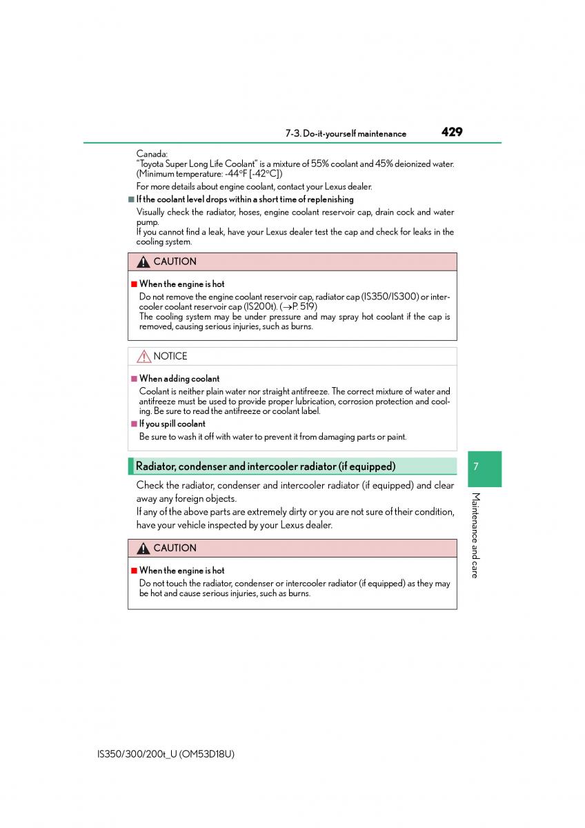 Lexus IS200t III 3 owners manual / page 429