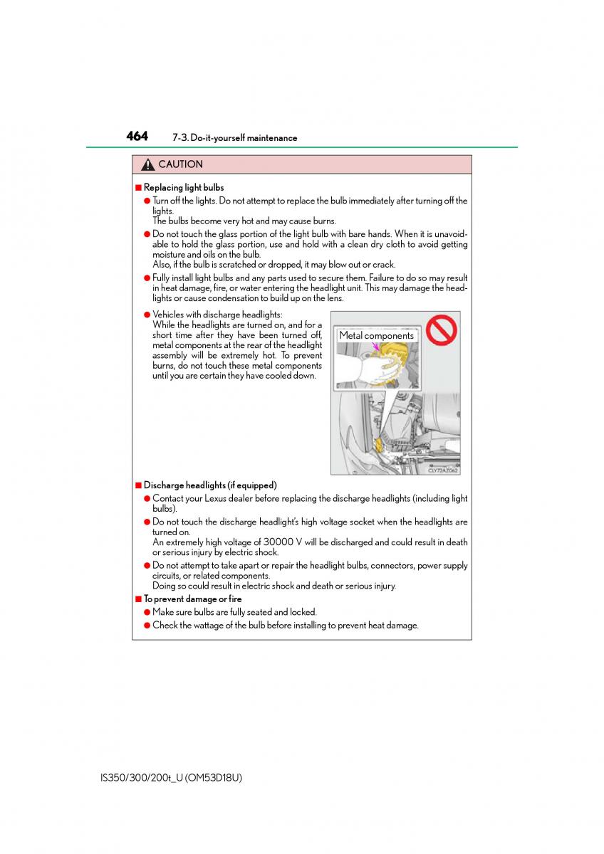 Lexus IS200t III 3 owners manual / page 464