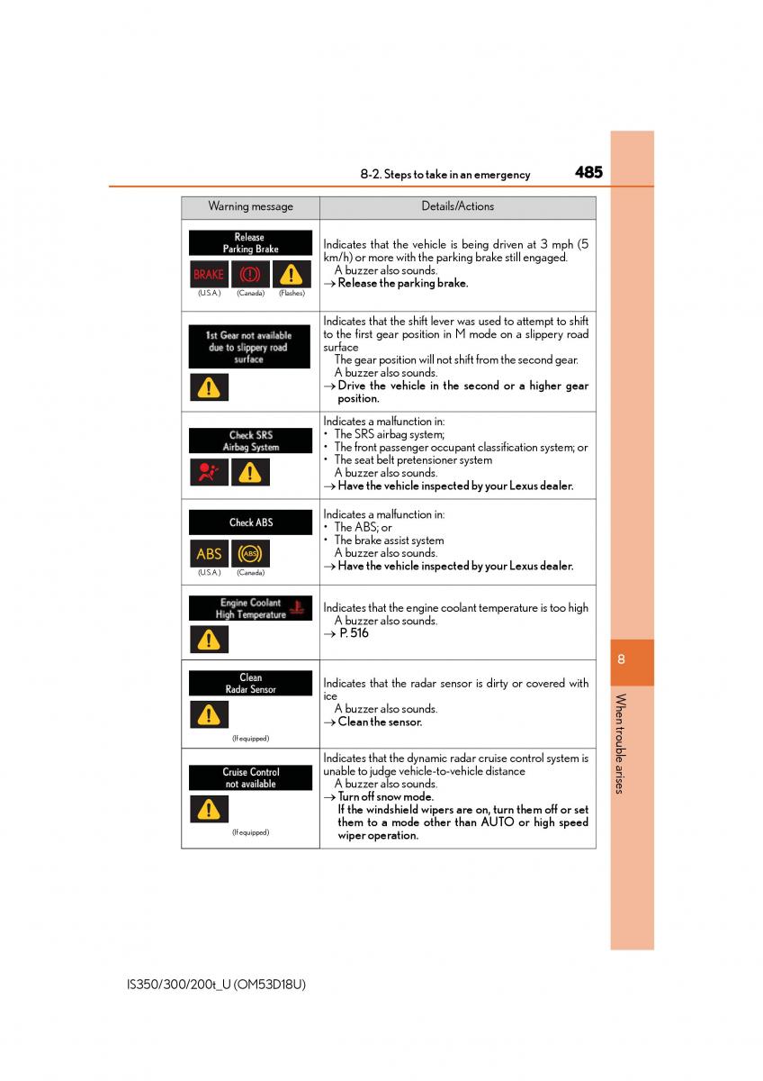Lexus IS200t III 3 owners manual / page 485
