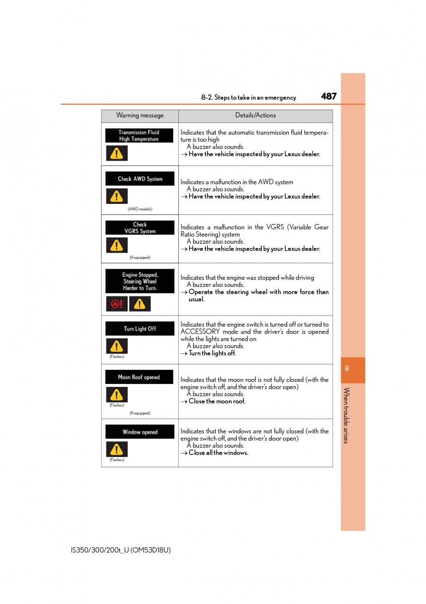 Lexus IS200t III 3 owners manual / page 487