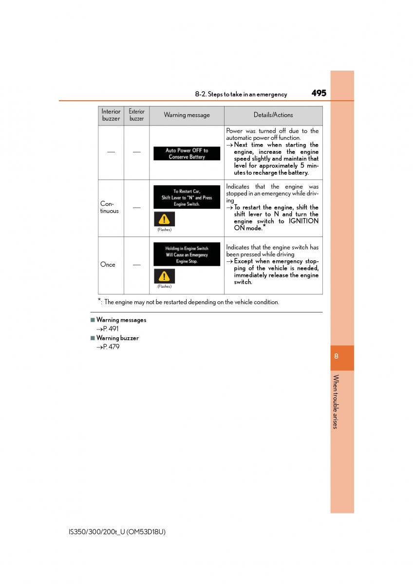 Lexus IS200t III 3 owners manual / page 495