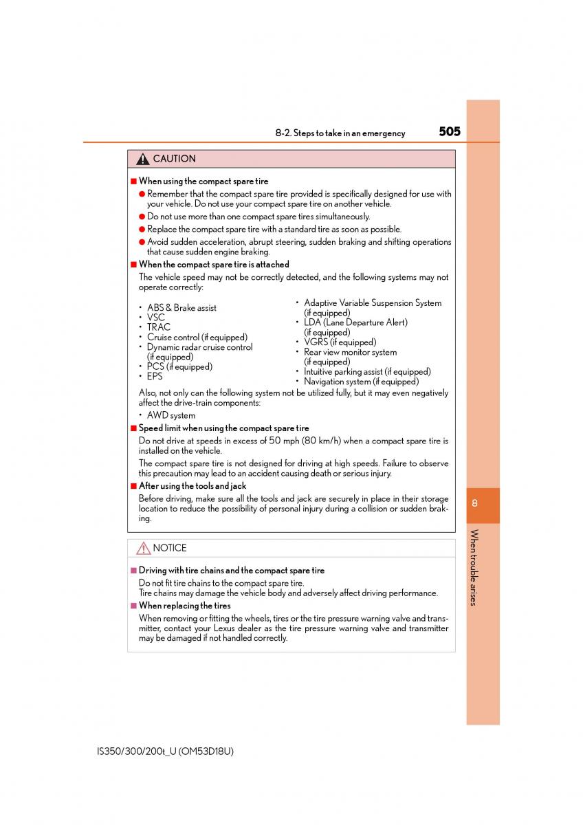 Lexus IS200t III 3 owners manual / page 505