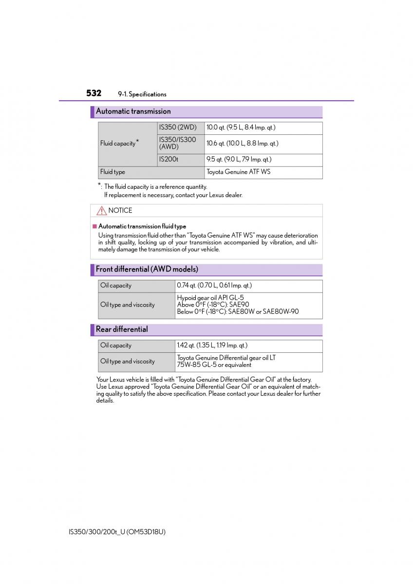 Lexus IS200t III 3 owners manual / page 532