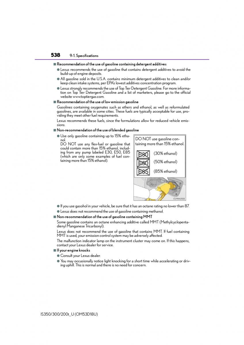 Lexus IS200t III 3 owners manual / page 538